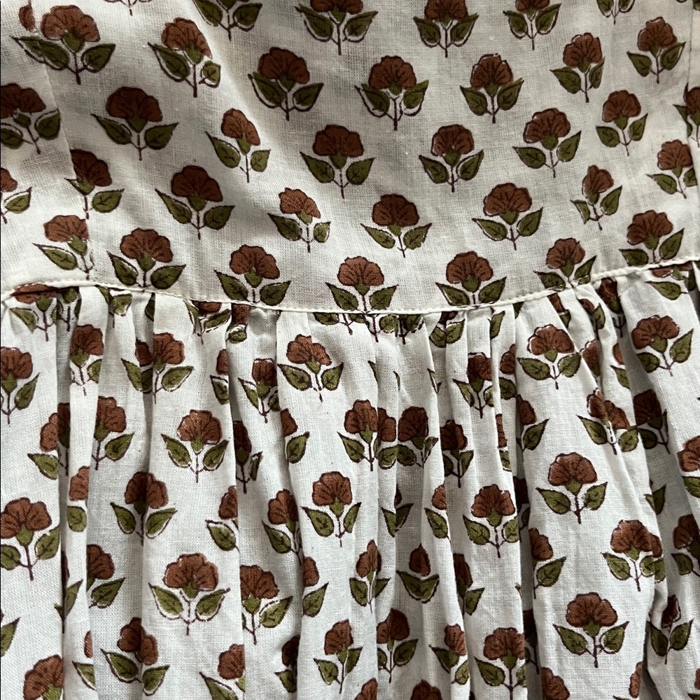 Daughters of India 100% cotton white floral print ruffle sleeve maxi dress - Picture 7 of 7